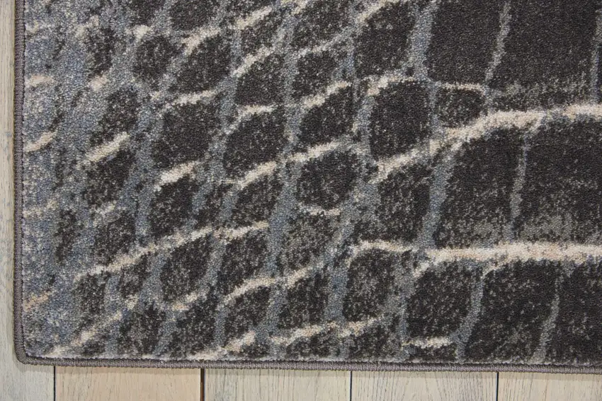 Beige Charcoal and Cream Animal Print Distressed Non Skid Area Rug Photo 3