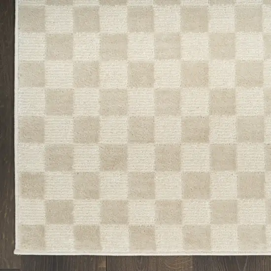 Beige Checkered Area Rug Photo 9
