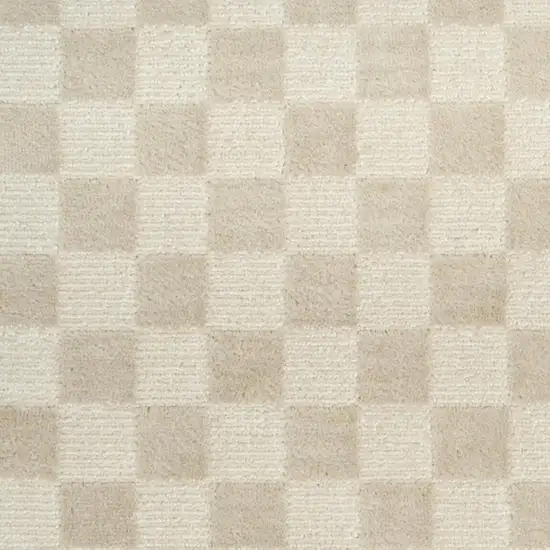 Beige Checkered Area Rug Photo 2