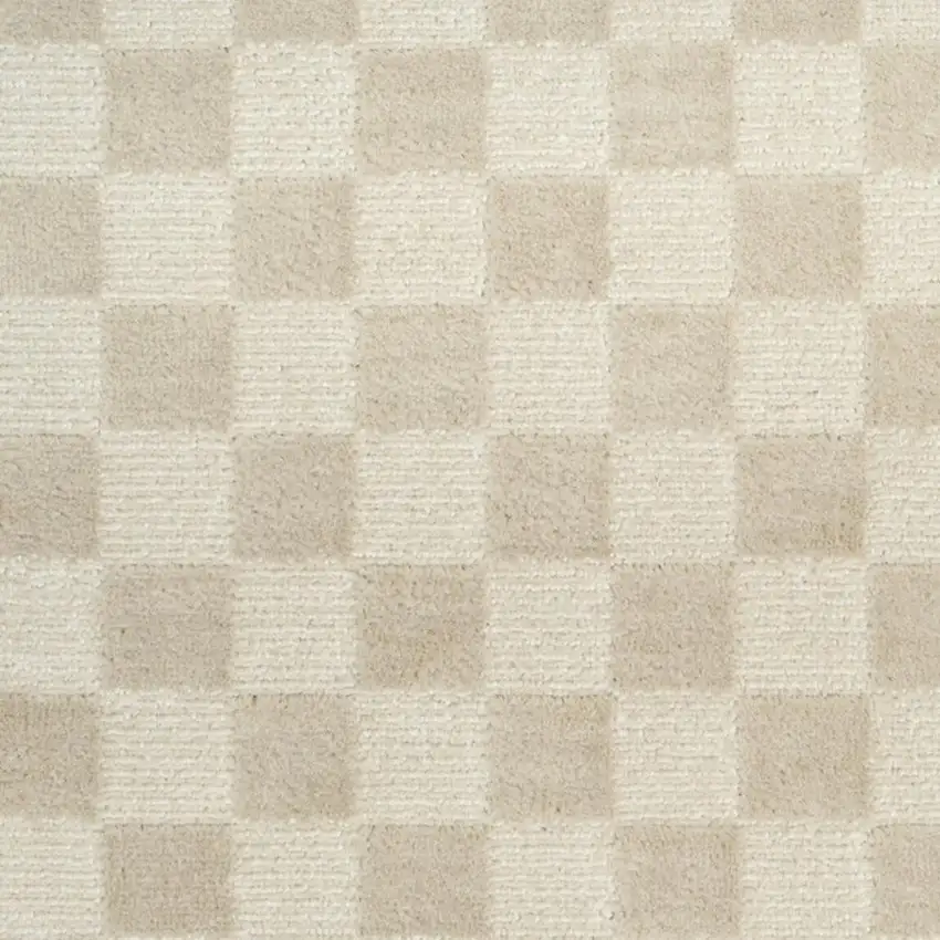 Beige Checkered Area Rug Photo 2