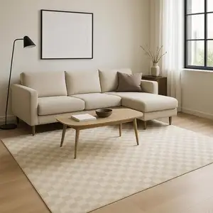 Photo of Beige Checkered Area Rug