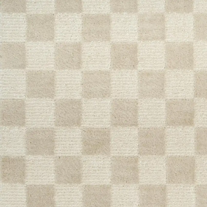 Beige Checkered Area Rug Photo 2