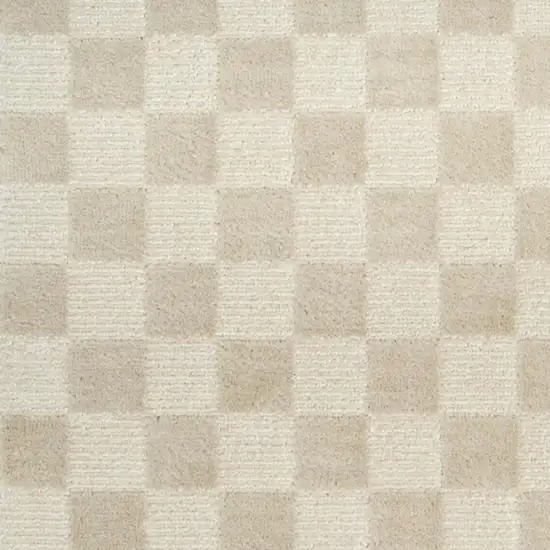 Beige Checkered Area Rug Photo 2