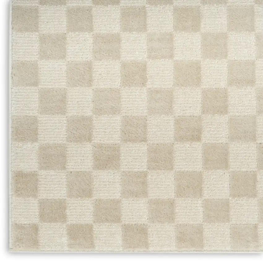 Beige Checkered Area Rug Photo 3