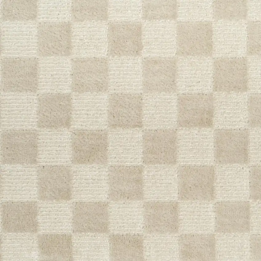 Beige Checkered Area Rug Photo 2