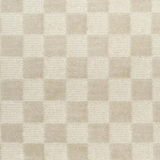 Beige Checkered Area Rug Photo 2