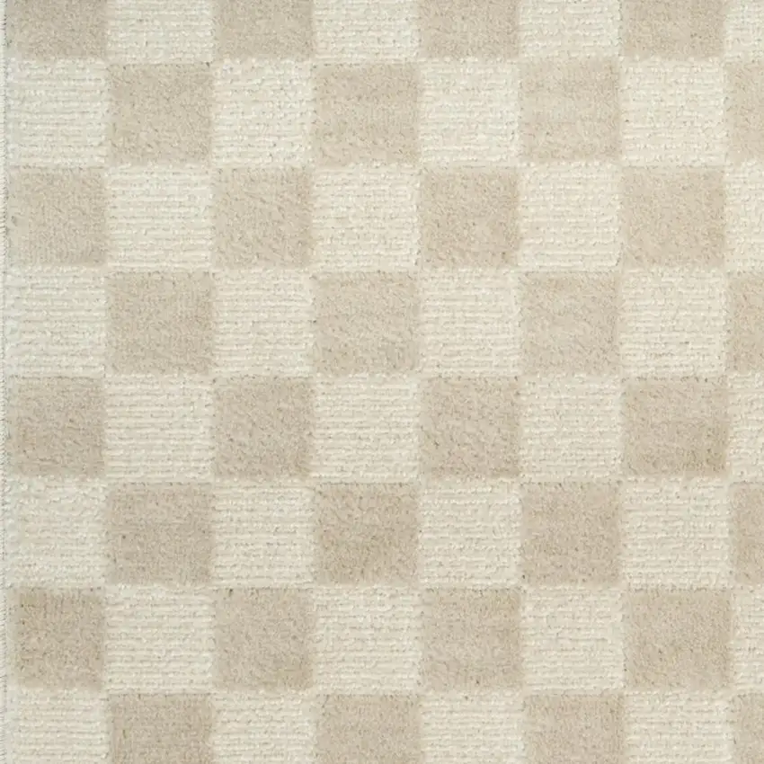 Beige Checkered Area Rug Photo 2