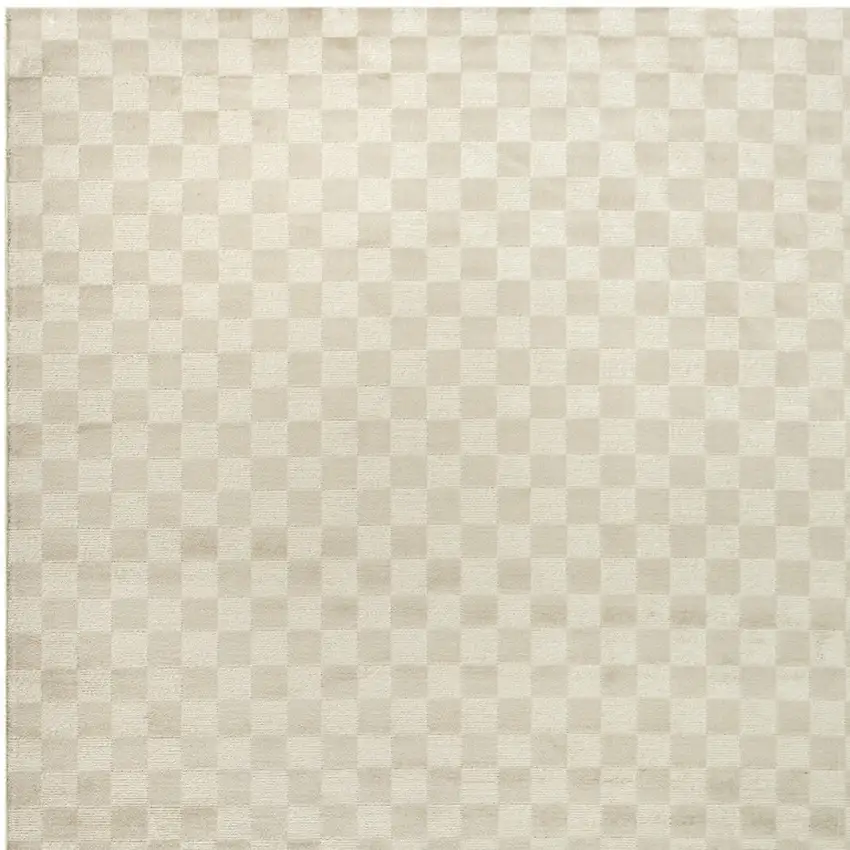 Beige Checkered Area Rug Photo 7