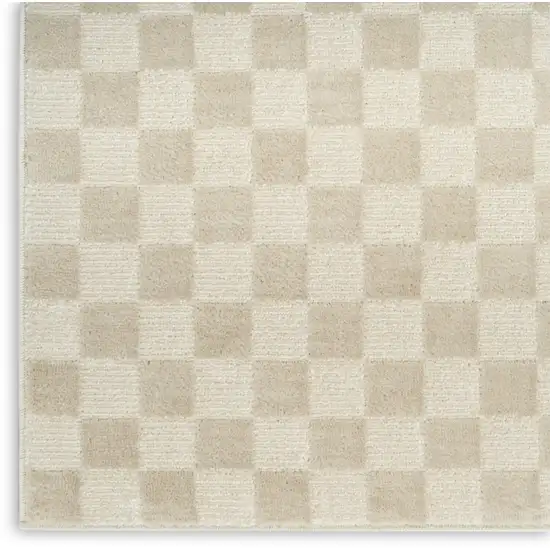 Beige Checkered Area Rug Photo 3