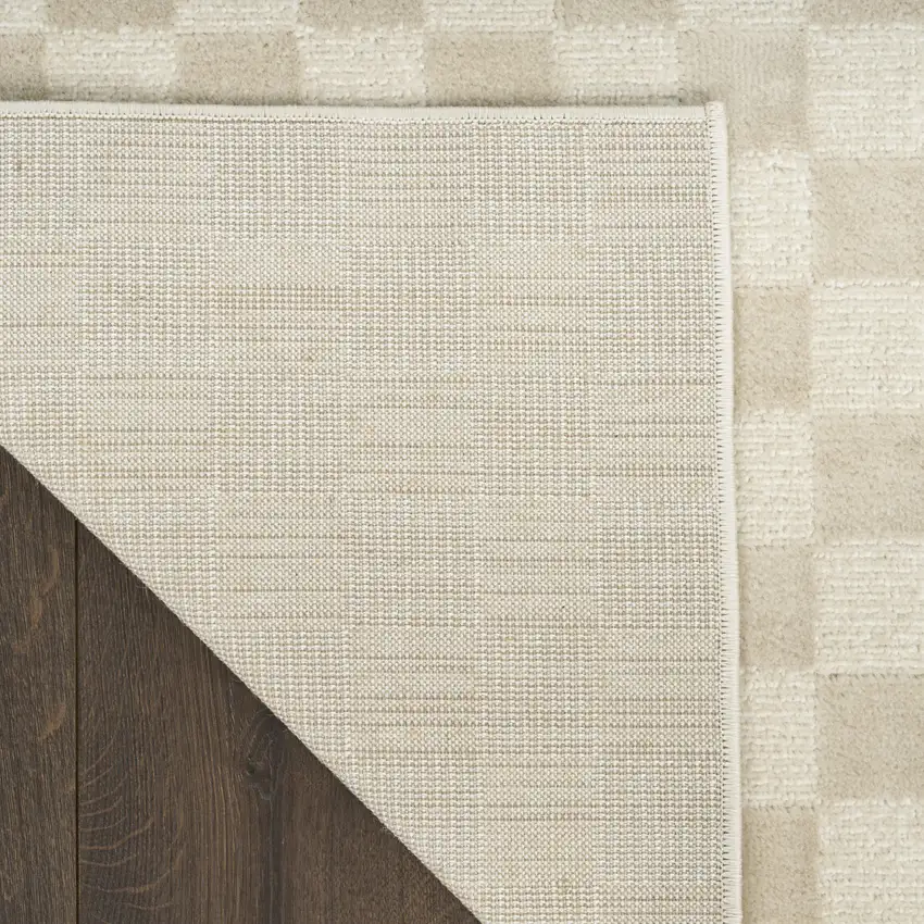 Beige Checkered Area Rug Photo 9