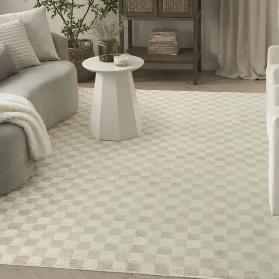 Beige Checkered Area Rug Photo 4