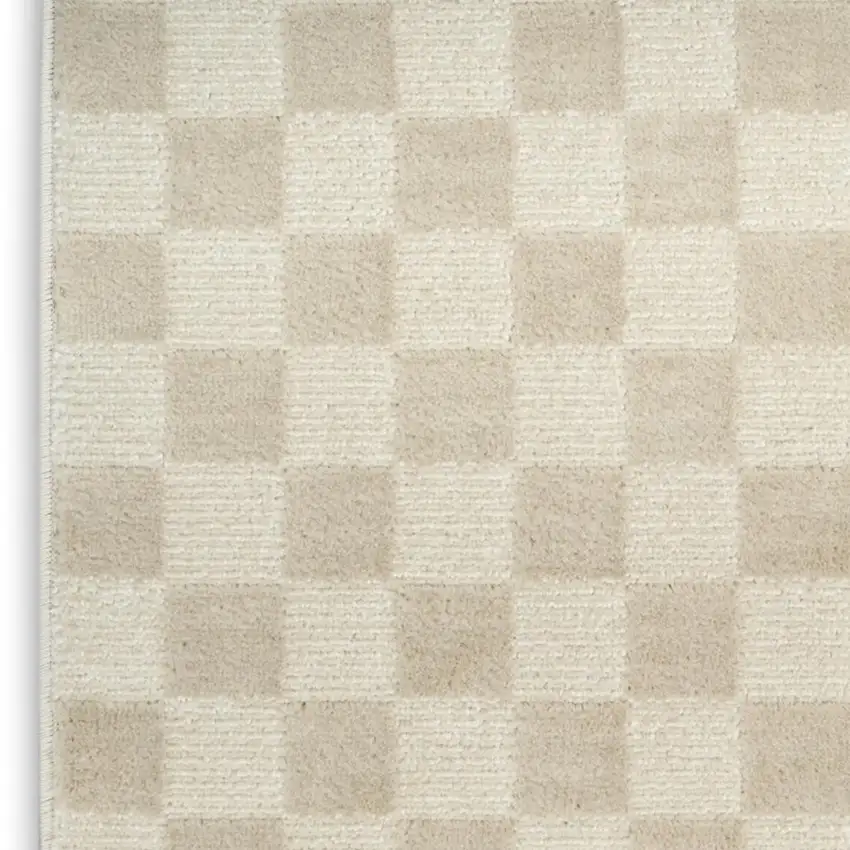 Beige Checkered Area Rug Photo 2