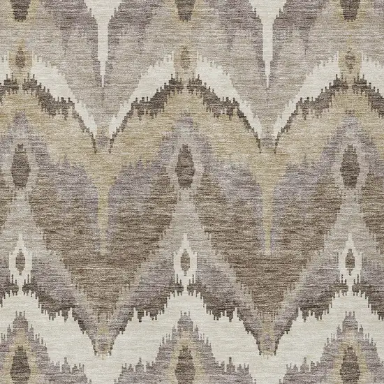 Beige Chocolate And Taupe Ikat Washable Indoor Outdoor Area Rug Photo 5