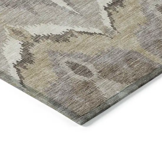 Beige Chocolate And Taupe Ikat Washable Indoor Outdoor Area Rug Photo 3