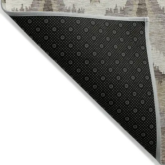 Beige Chocolate And Taupe Ikat Washable Indoor Outdoor Area Rug Photo 2