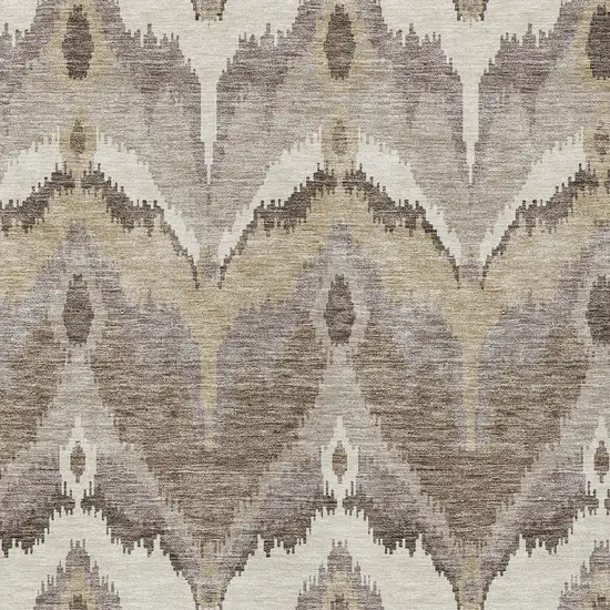 Beige Chocolate And Taupe Ikat Washable Indoor Outdoor Area Rug Photo 4