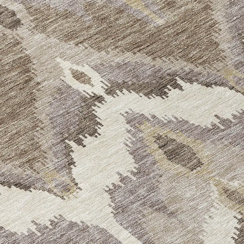 Beige Chocolate And Taupe Ikat Washable Indoor Outdoor Area Rug Photo 6