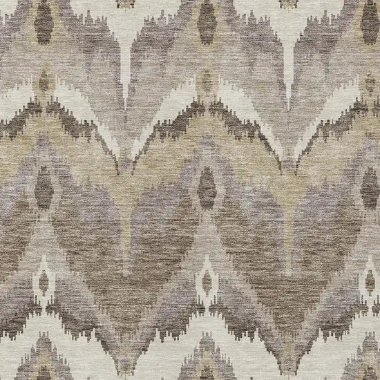 Beige Chocolate And Taupe Ikat Washable Indoor Outdoor Area Rug Photo 5