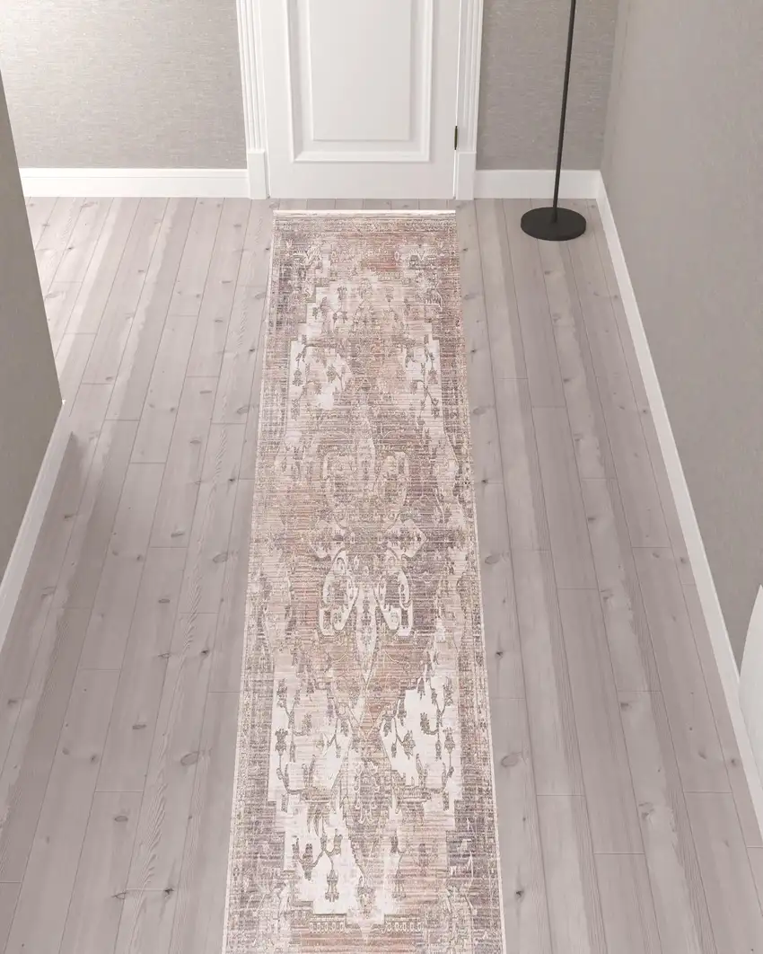 Beige Classic Medallion Runner Rug Photo 3