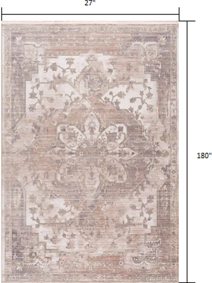 Beige Classic Medallion Runner Rug Photo 1