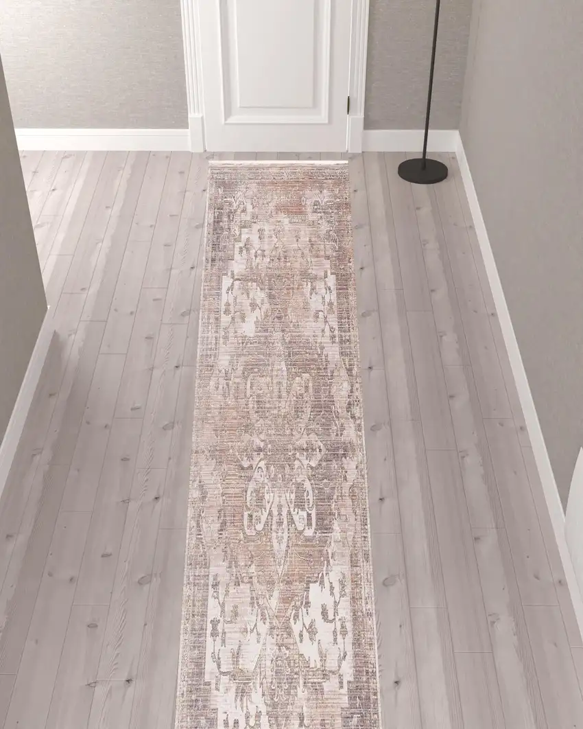 Beige Classic Medallion Runner Rug Photo 3