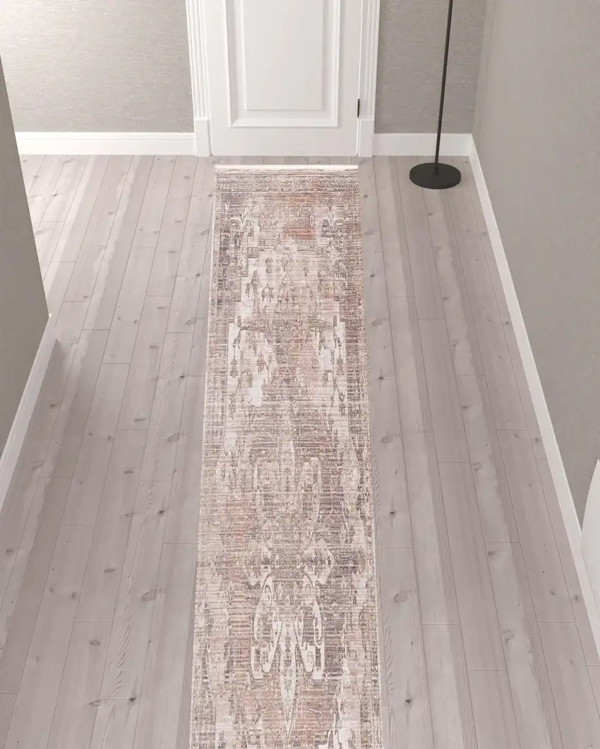 Beige Classic Medallion Runner Rug Photo 3