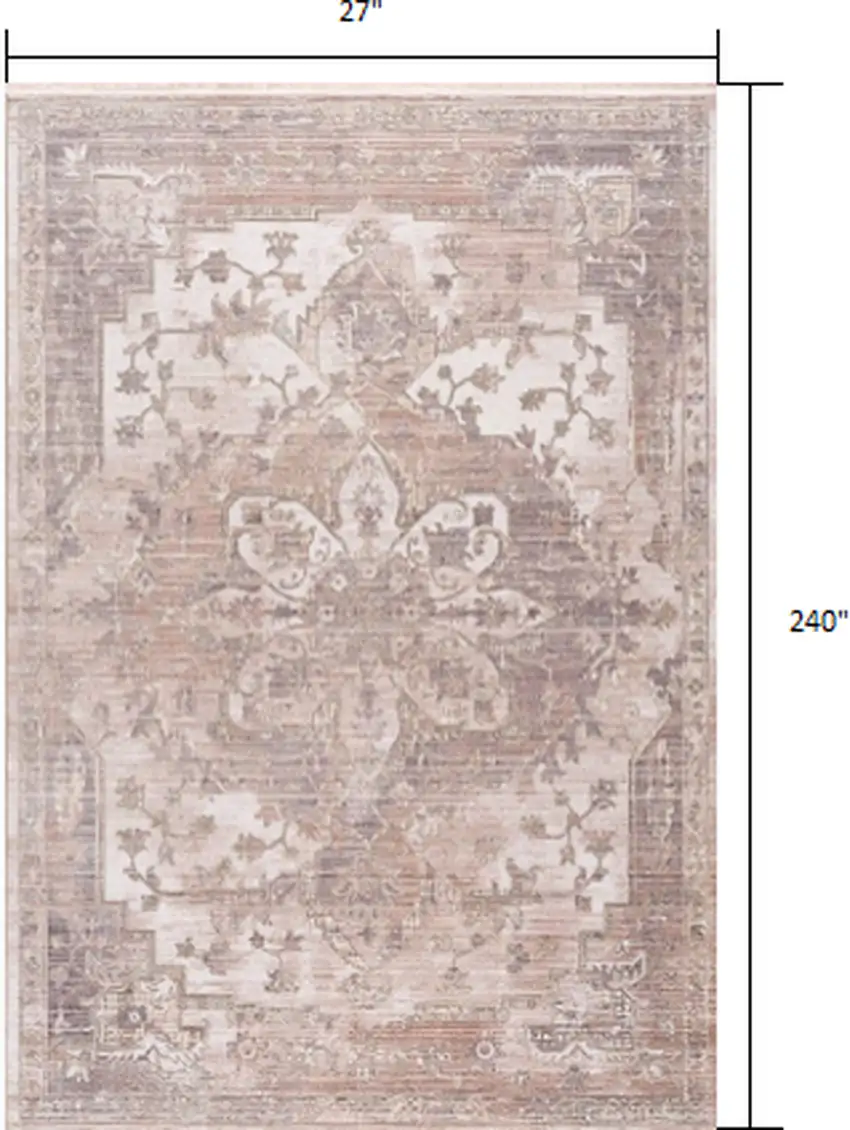 Beige Classic Medallion Runner Rug Photo 1