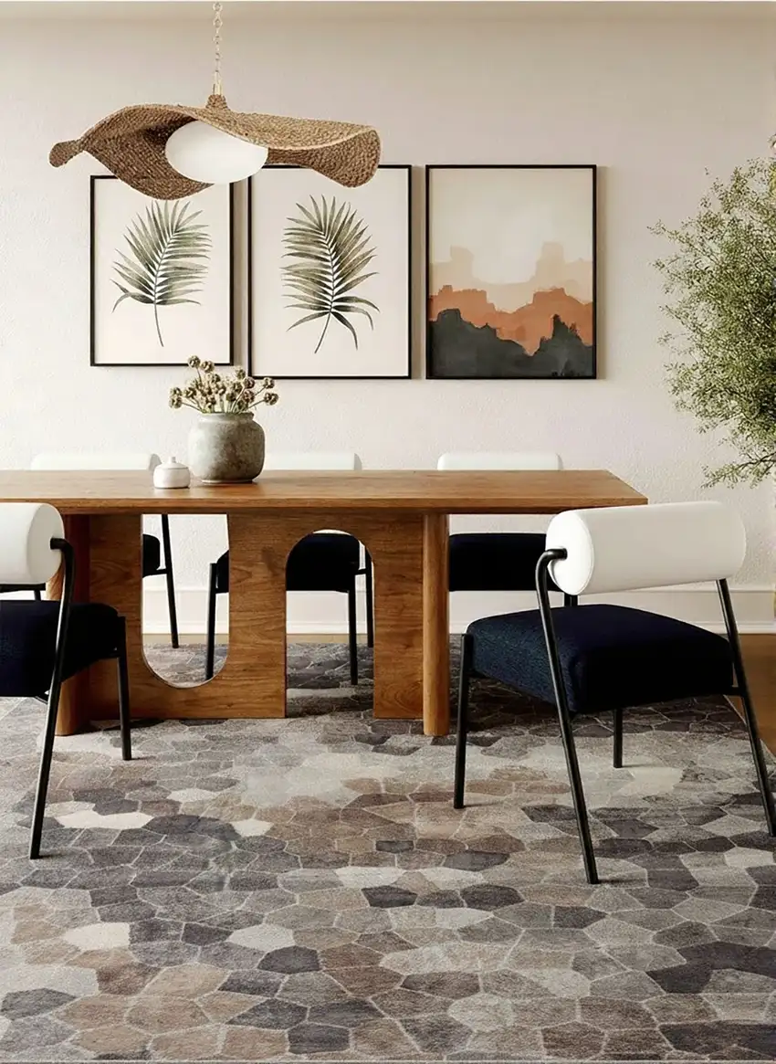 Beige Cobblestone Pattern Area Rug Photo 4