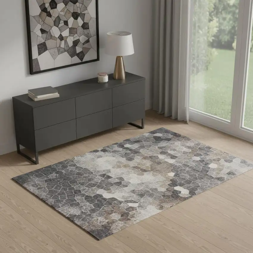 Beige Cobblestone Pattern Area Rug Photo 1