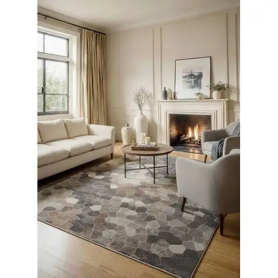 Beige Cobblestone Pattern Area Rug Photo 9