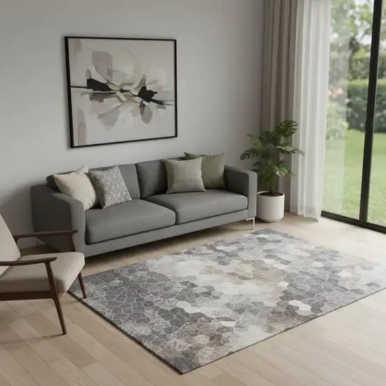 Beige Cobblestone Pattern Area Rug Photo 1