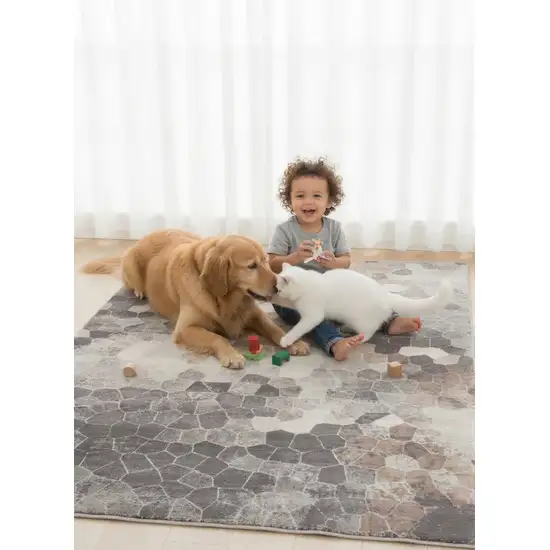 Beige Cobblestone Pattern Area Rug Photo 3