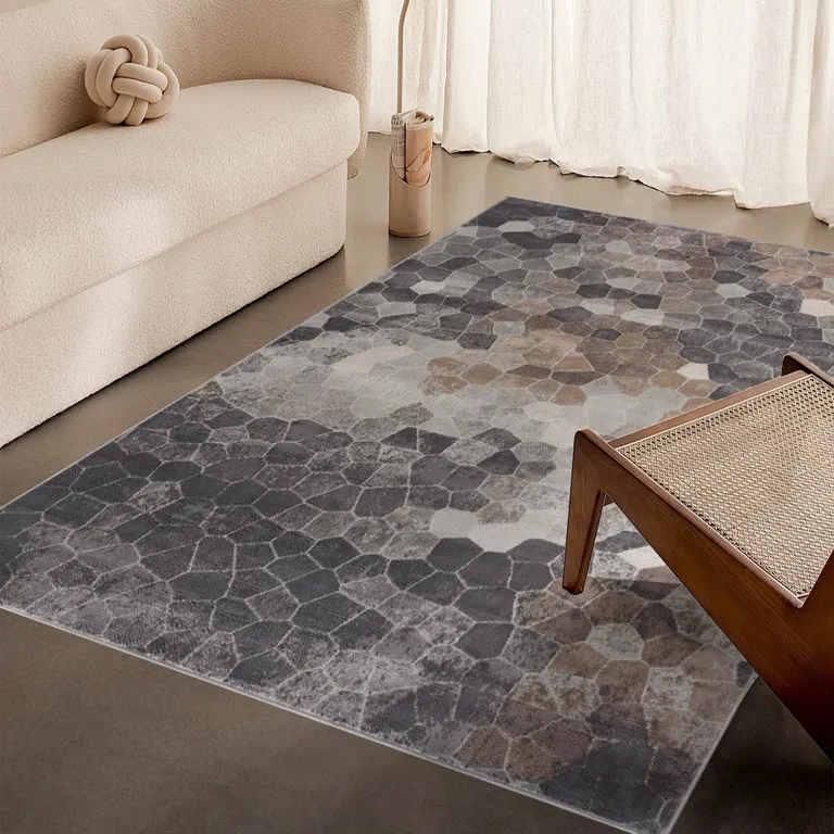 Beige Cobblestone Pattern Area Rug Photo 5