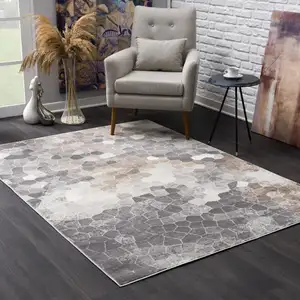 Photo of Beige Cobblestone Pattern Area Rug