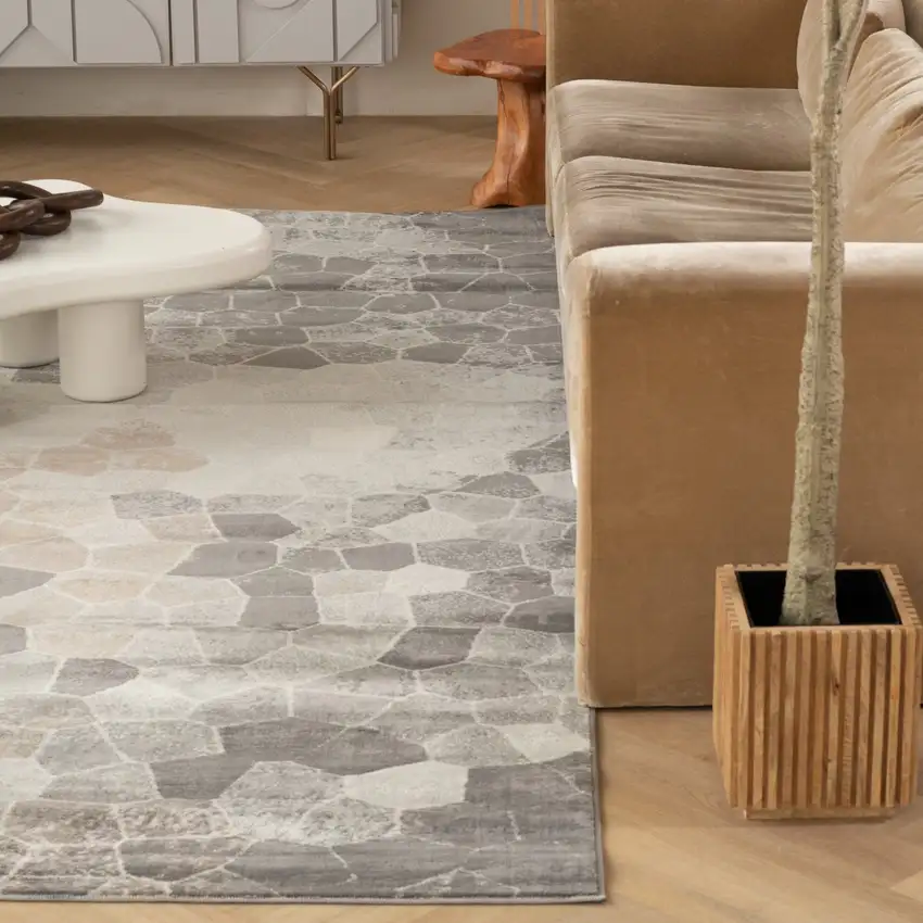 Beige Cobblestone Pattern Area Rug Photo 9