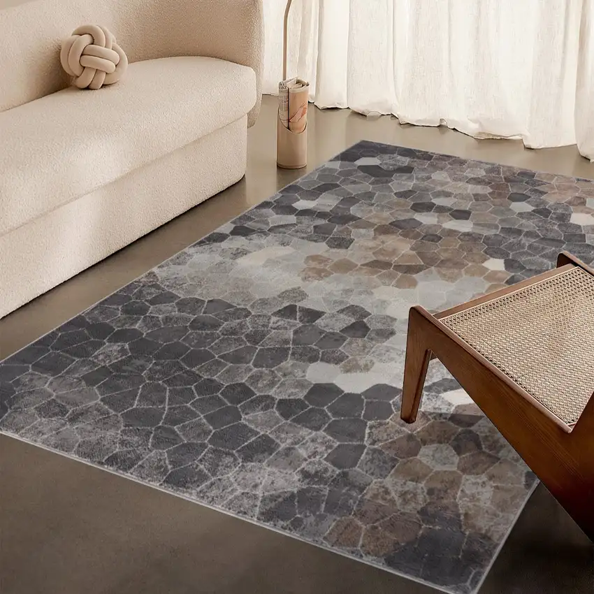 Beige Cobblestone Pattern Area Rug Photo 6