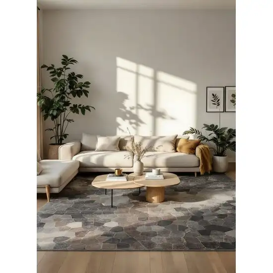 Beige Cobblestone Pattern Area Rug Photo 2