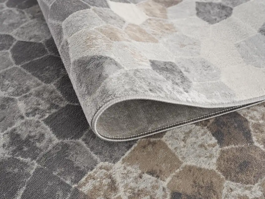 Beige Cobblestone Pattern Runner Rug Photo 7