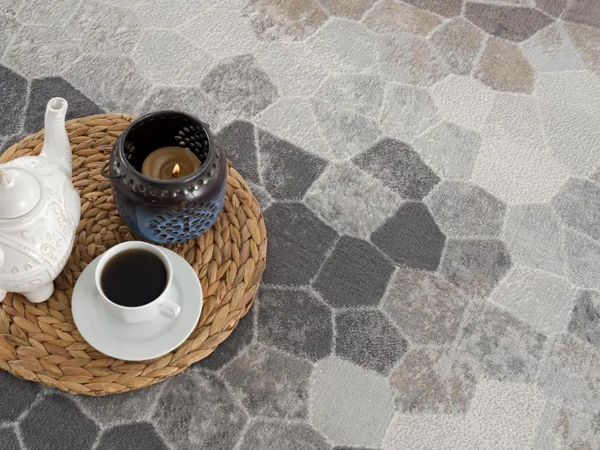 2' X 13' Beige Cobblestone Pattern Runner Rug Photo 6