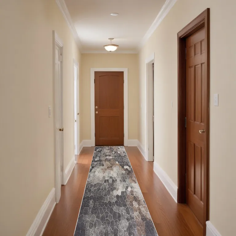 Beige Cobblestone Pattern Runner Rug Photo 5