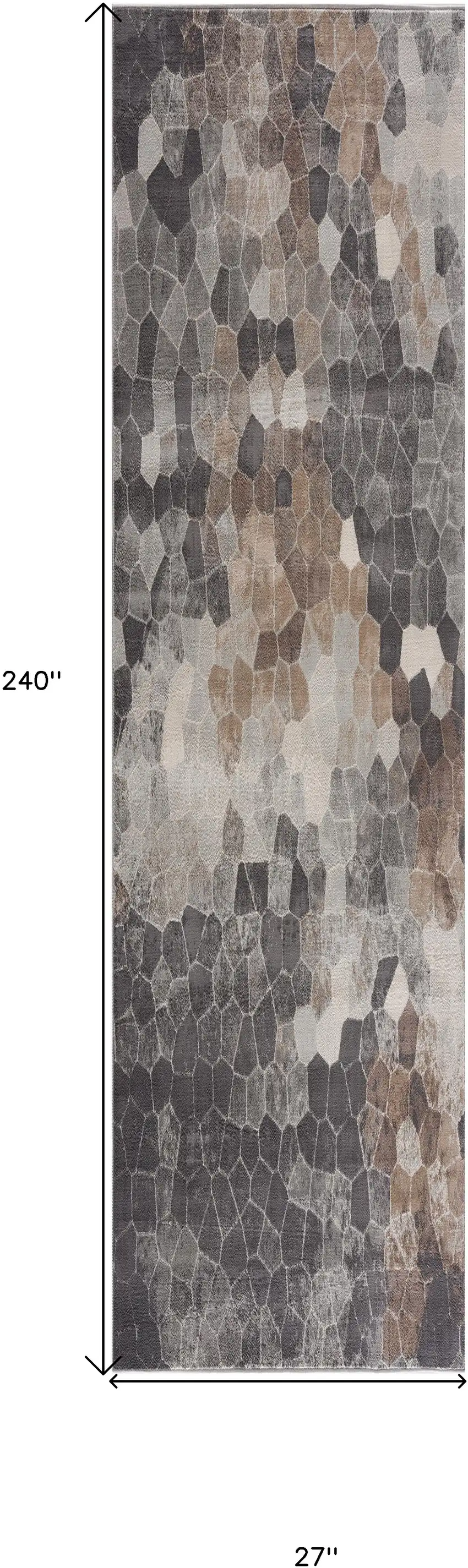 2' X 20' Beige Cobblestone Pattern Runner Rug Photo 3