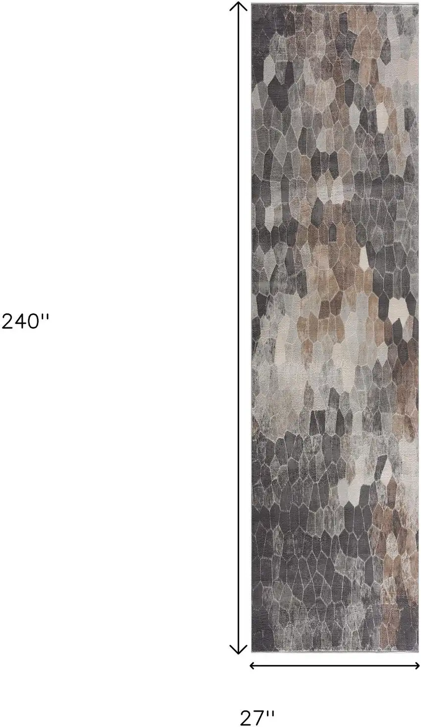 2' X 20' Beige Cobblestone Pattern Runner Rug Photo 9