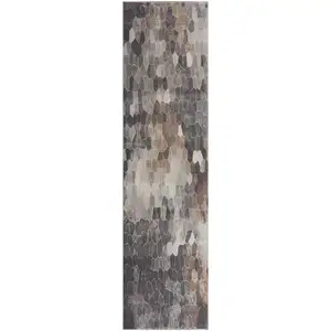 Photo of Beige Cobblestone Pattern Runner Rug