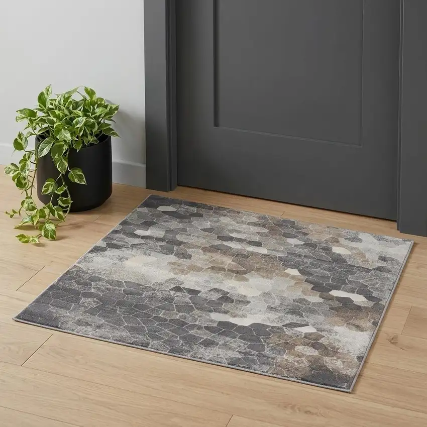 Beige Cobblestone Pattern Scatter Rug Photo 1