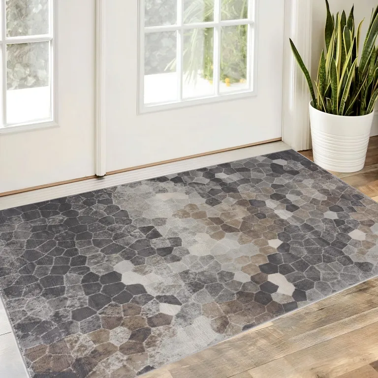 Beige Cobblestone Pattern Scatter Rug Photo 1