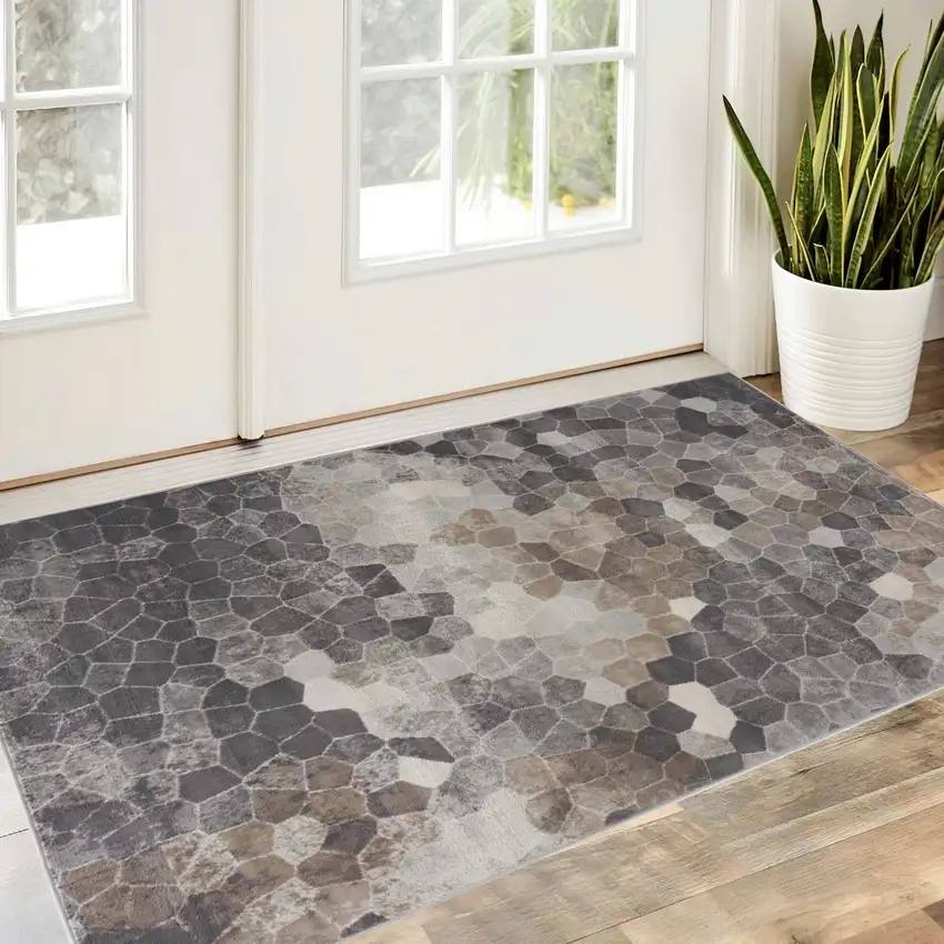 Beige Cobblestone Pattern Scatter Rug Photo 1