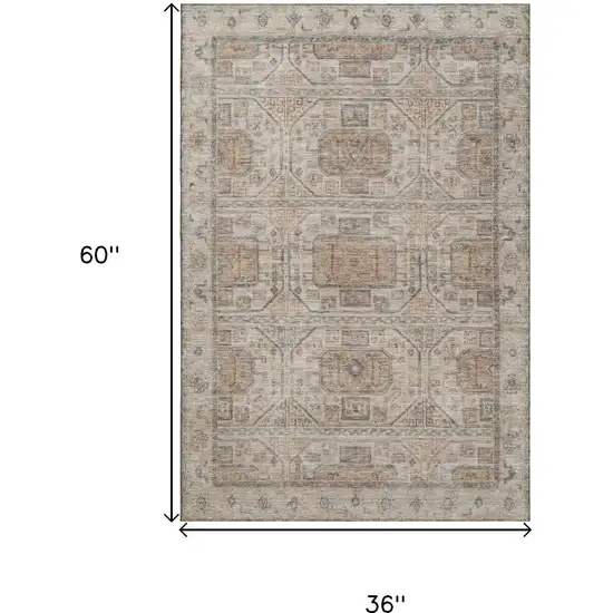 Beige Coffee And Gray Geometric Washable Area Rug With UV Protection Photo 9
