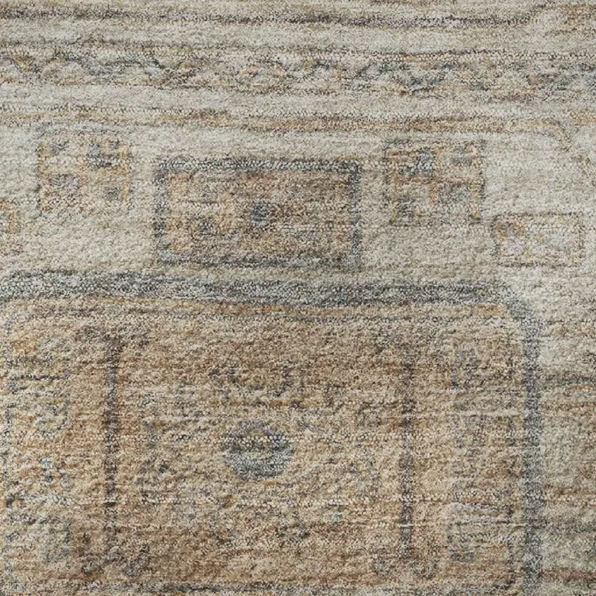 Beige Coffee And Gray Geometric Washable Area Rug With UV Protection Photo 8