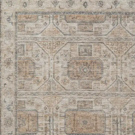 Beige Coffee And Gray Geometric Washable Area Rug With UV Protection Photo 3