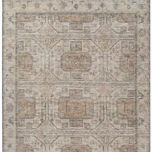 Photo of Beige Coffee And Gray Geometric Washable Area Rug With UV Protection